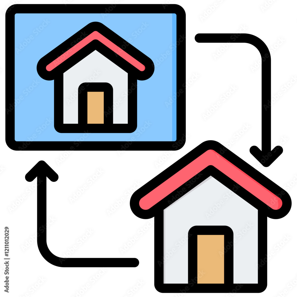 Poster as built drawing outline color icon