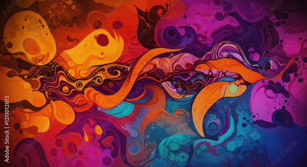 Aufkleber abstract swirls of color: an explosion of vibrant colors dances across the canvas, swirling in abstr