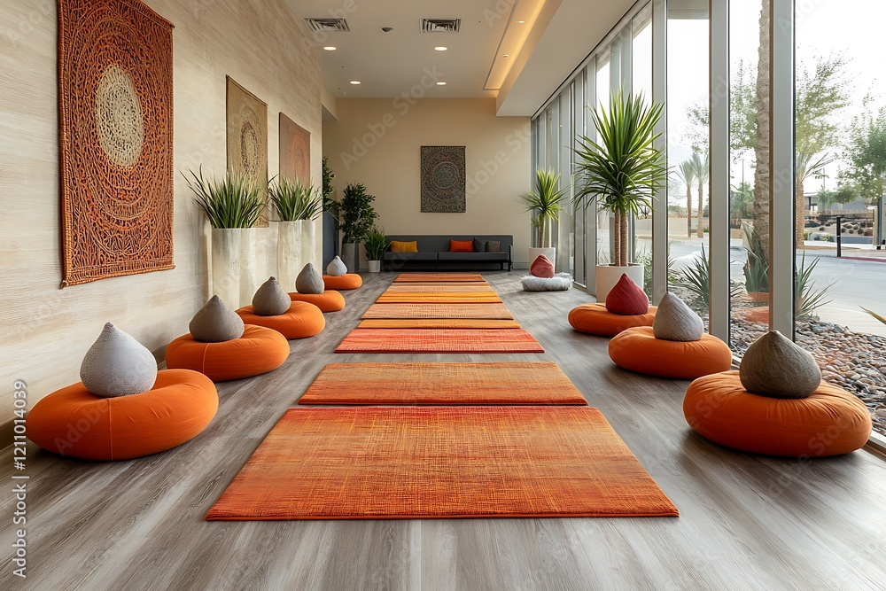 Wall mural Serene Modern Yoga Studio Interior Design