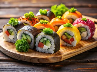 Delightful maki rolls: gourmet sushi, beautifully presented, inspiring recipes and healthy eating.
