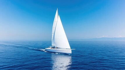 Obraz premium Sailing yacht glides across Aegean Sea under sunny skies