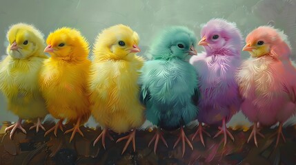 Naklejka premium colorful chicks