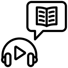 Audio Book Outline Icon