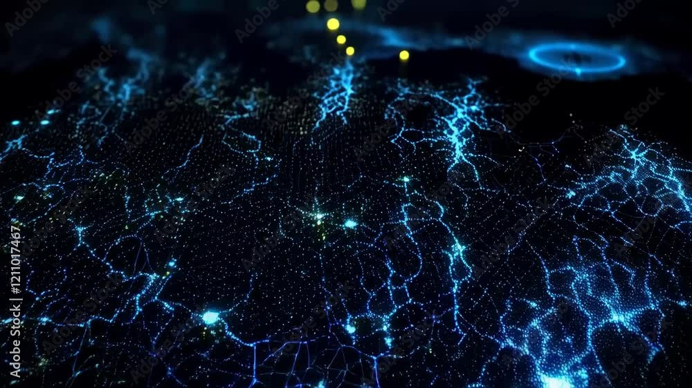 Poster dynamic visualization of digital network connections across a global map