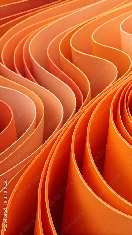 Poster The image is a close up of orange paper with a wave-like pattern