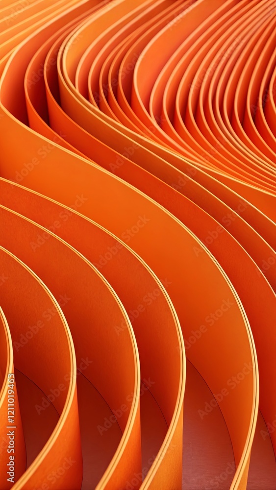 Poster a series of orange strips that are curved and overlapping