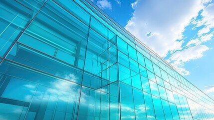Obraz premium Glass and steel structure, close-up of sleek glass and steel building, soft reflections creating depth