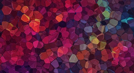 Abstract Gemstone Mosaic: A vibrant and captivating mosaic of jewel-toned pebbles in shades of ruby, amethyst, garnet, and sapphire, creating a rich and textured visual experience.