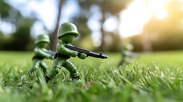 Toy Soldiers in a Sunny Field - Powered by Adobe