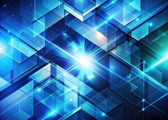 Obraz premium Futuristic blue geometry dominates this high-depth-of-field wallpaper, evoking technological advancement.