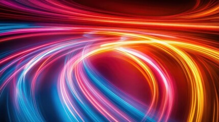 Obraz premium Neon light trails, close-up of glowing neon light trails, dynamic and futuristic background