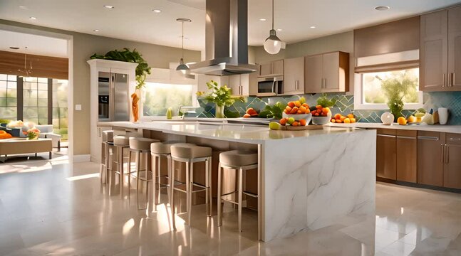 A bright, contemporary kitchen with white cabinets, gleaming stainless steel appliances, and a tiled backsplash