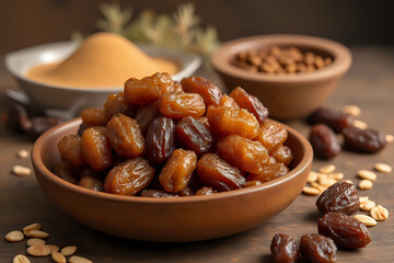 Delicious Kurma, sweet dried dates palm fruits. Popular during Ramadan