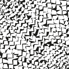 Repeating black white. Irregular dynamic shapes. Graphic distorted pattern. Abstract zigzag vector.