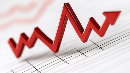 Set of upward arrow graphs showing rising trend, cut out 