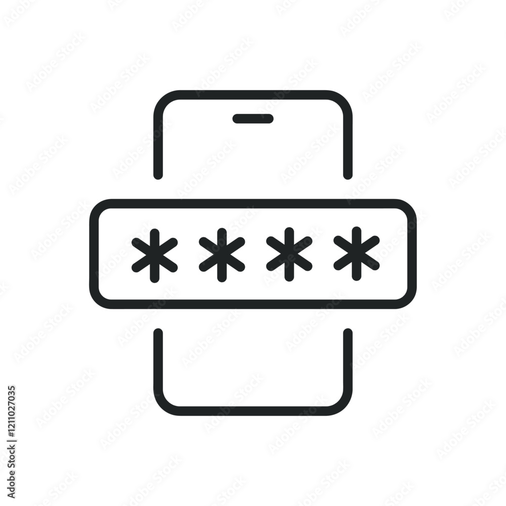 Poster smartphone password thin line icons. editable stroke and perfect pixel on transparent background