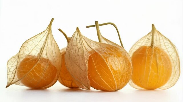 Timelapse of physalis husk movement revealing vibrant orange fruit