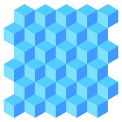 Blue cube pattern. Isometric geometric shapes. Modern abstract texture. Vector background.