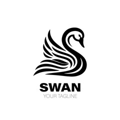 Swan Logo. Swan Logo Design. Swan Logo Brand. Swan Logo Vector Design Isolated on White Background