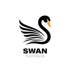 Swan Logo. Swan Logo Design. Swan Logo Brand. Swan Logo Vector Design Isolated on White Background