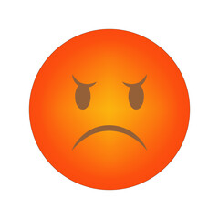 Sad orange emoji. Angry face icon. Gradient circular design. Vector expression symbol.