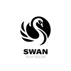 Swan Logo. Swan Logo Design. Swan Logo Brand. Swan Logo Vector Design Isolated on White Background