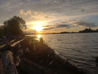 sunset on the fraser river