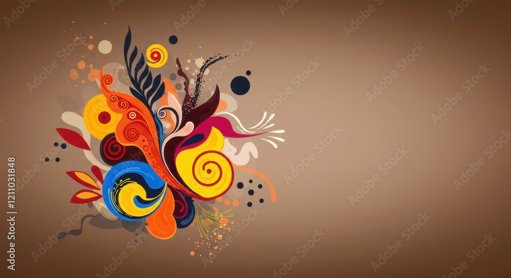 Poster vibrant abstract floral design: an explosion of color and organic shapes creates a dynamic and expre