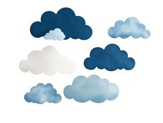 Fototapeta premium Dreamy Fluffy Cloud Cutout Collection: A Whimsical Assortment of Cloud-Shaped Cutouts Perfect for Adding a Soft, Airy Touch to Your Crafts, Scrapbooking, and Creative Projects!