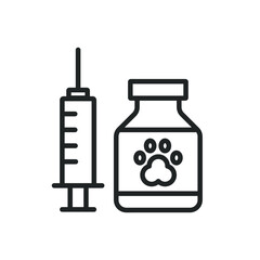 Pet vaccine thin line icons. Editable stroke and Perfect pixel on transparent background