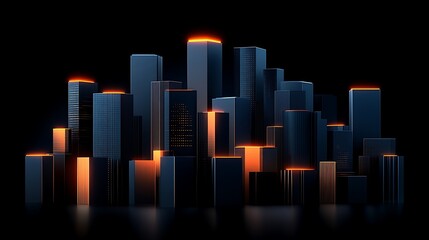 Obraz premium Illuminated Cityscape Dark Modern Architecture