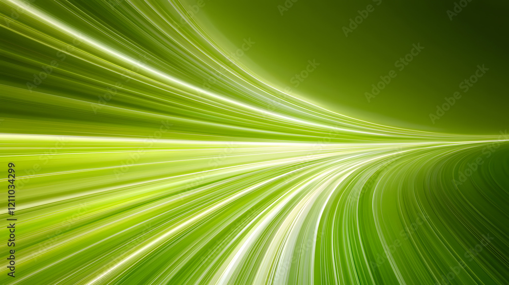 Poster dynamic green light trails abstract background digital art smooth environment wide angle motion conc