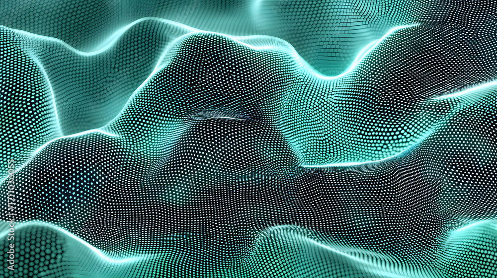 Poster dynamic abstract waves digital realm 3d visualization futuristic environment close-up view digital a