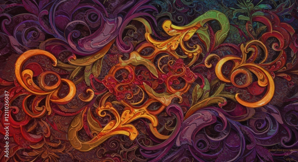 Poster intricate floral pattern: a captivating abstract pattern featuring a mesmerizing arrangement of styl