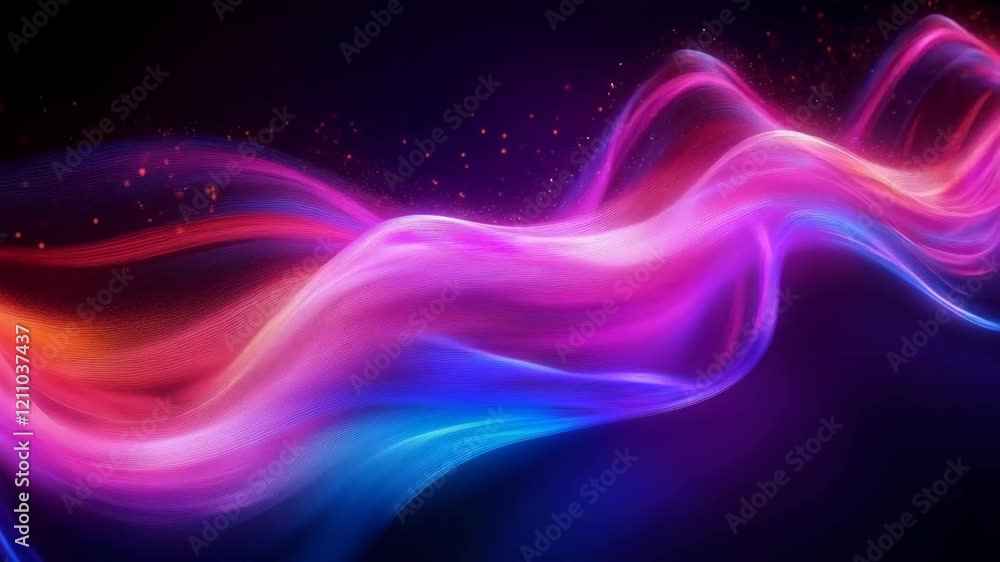 Poster vibrant multicolored light waves flow in dynamic motion