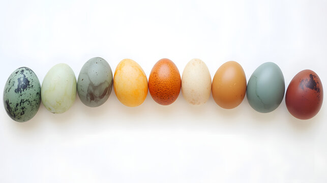 Vibrant Decorative Eggs Positioned in an Artistic Semi-Circle Display