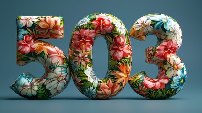 Floral Number 503 with 3D Effect