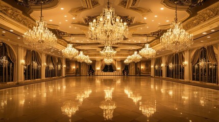 Fototapeta premium Grand Ballroom: A Palace of Crystal Chandeliers