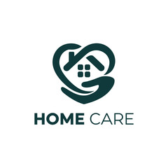 Home Care Logo Design with Heart and House