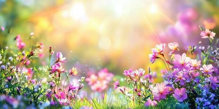 Vibrant Spring Meadow Bathed in Sunlight