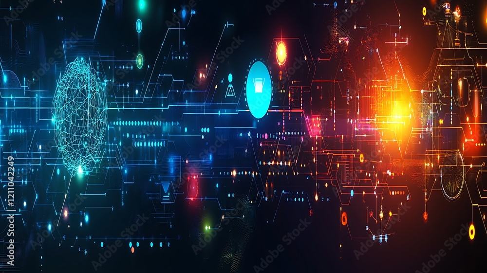 Aufkleber abstract digital network brain data visualization