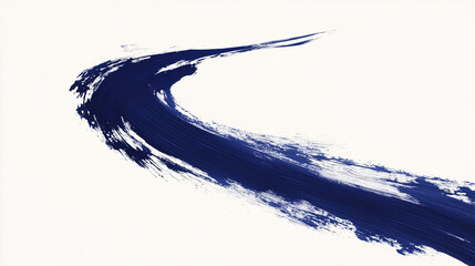 A thin blue ink brush stroke path on a white background
