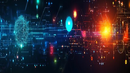 Obraz premium Abstract Digital Network Brain Data Visualization