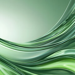 Obraz premium Flowing green abstract design digital art smooth textures modern aesthetic close-up perspective visual serenity