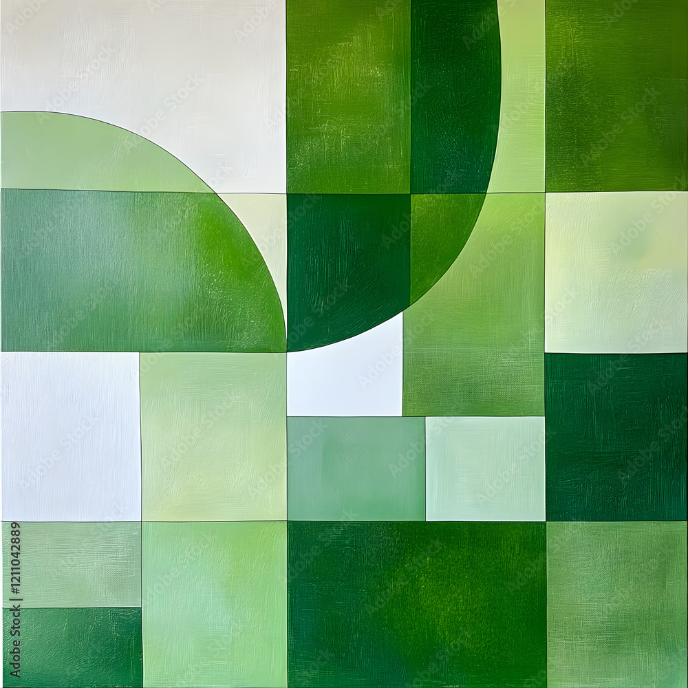 Poster geometric green patterns abstract art modern gallery minimalist design close-up view color harmony f