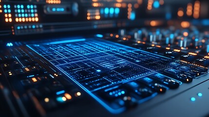 Futuristic Technology Control Panel Interface Display