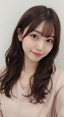 日本人女性のセルフィー写真、自撮り、笑顔、20代