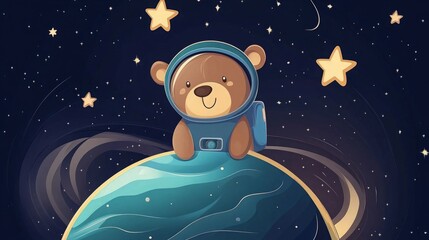 Adorable bear astronaut exploring the cosmos!