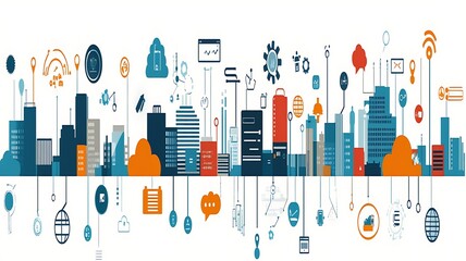 Smart City Skyline Illustrating Technological Innovation And Connectivity