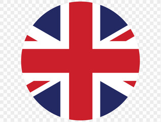Obraz premium UK flag official round icon isolated on transparent PNG background. Perfect for designs, high-quality digital image.